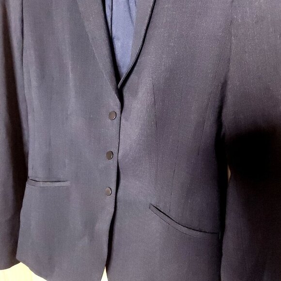 Tahari Womens Blue Snap Front Blazer 2 - Picture 3 of 8